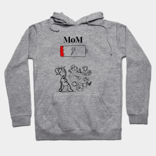 Womens Mom Battery Low Hoodie